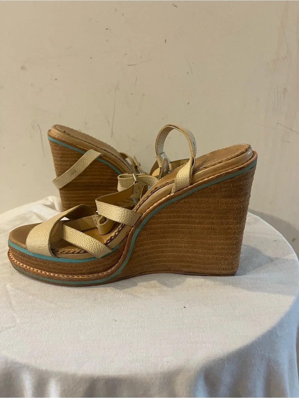 Rag & Bone Leather Wedge Sandals with Ankle Strap